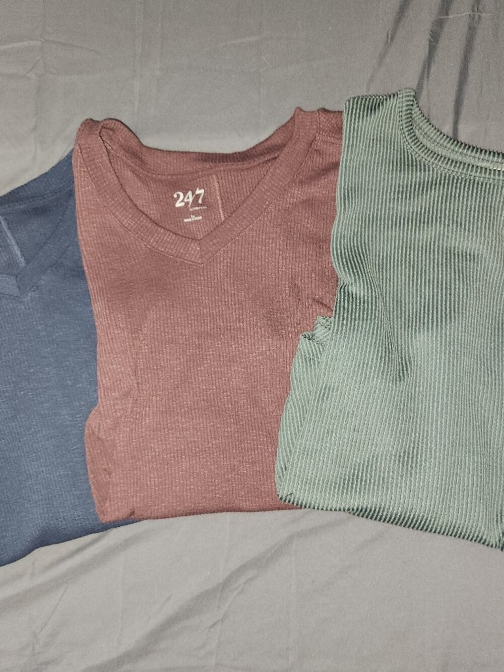 Lot of 3 Maurices 24/7 Womens Tops 1X Ribbed Knit Cap Sleeve Shirts Multi
